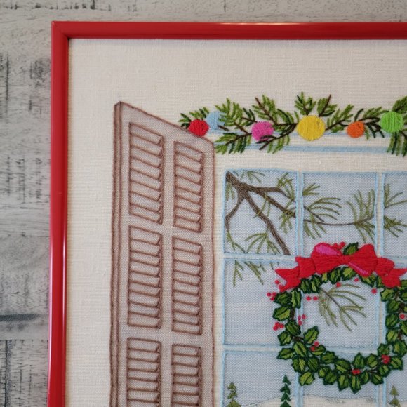 Twas the night before Christmas Red Framed Christmas Cross-stitched Wall… - Picture 2 of 16